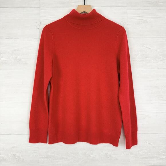Talbots Pure Cashmere Turtleneck Sweater Size Large Red Pullover Cozy Soft Chic - Picture 1 of 14